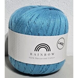 Hobbii Rainbow Lace 100% Cotton Yarn -0 Weight 1.75oz Skein Color Light Blue #25